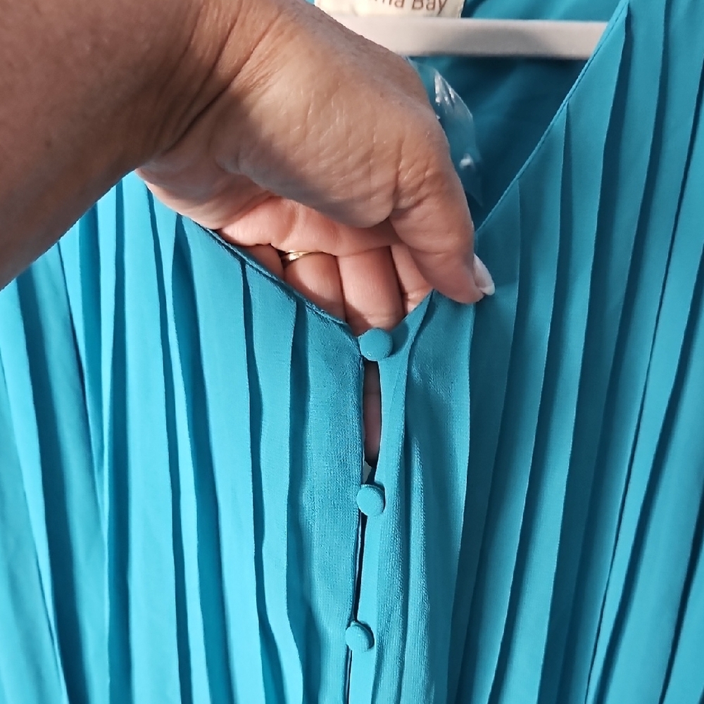 Vanilla Bay Teal Women's Sleeveless Pleated NWT Romper L - Picture 5 of 13